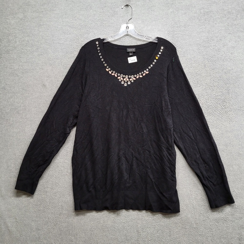 Torrid Men Sweater 2 Black Rhinestone Embellished‎ Rib Knit Pullover
